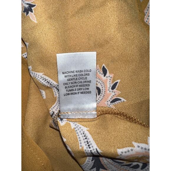 DR2 Top Size L Yellow Floral Accordion Pleats Long Sleeve Lightweight Blouse - Picture 11 of 11